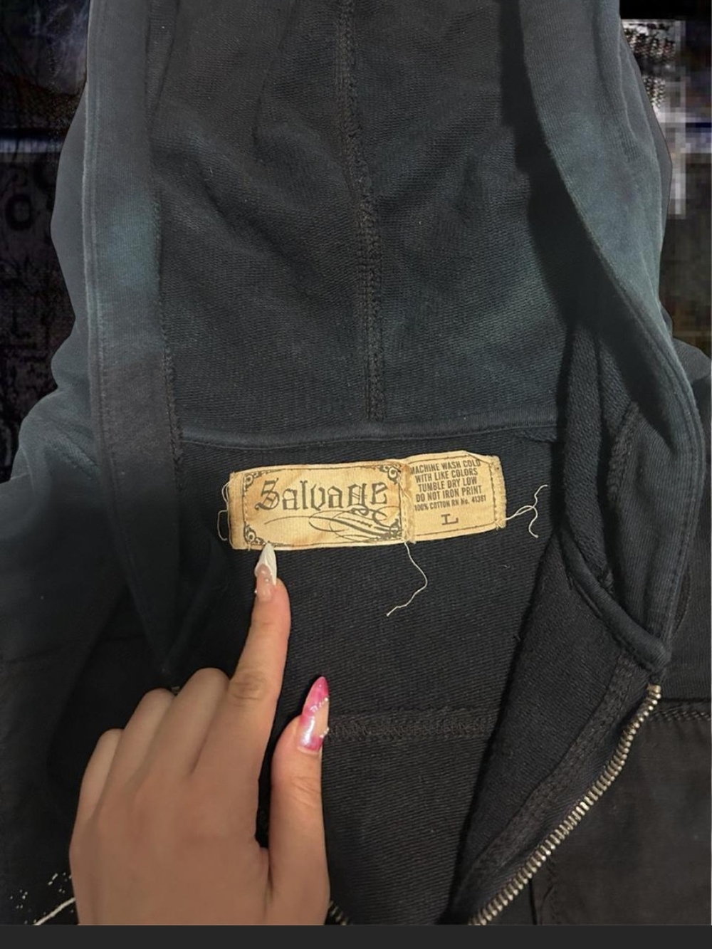 Salvage Rare Vintage Zip-Up Hoodie. L - Picture 4 of 8